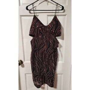 GUESS Women's Taryn Sequinned Side-Cutout Cocktail Dress Size 12